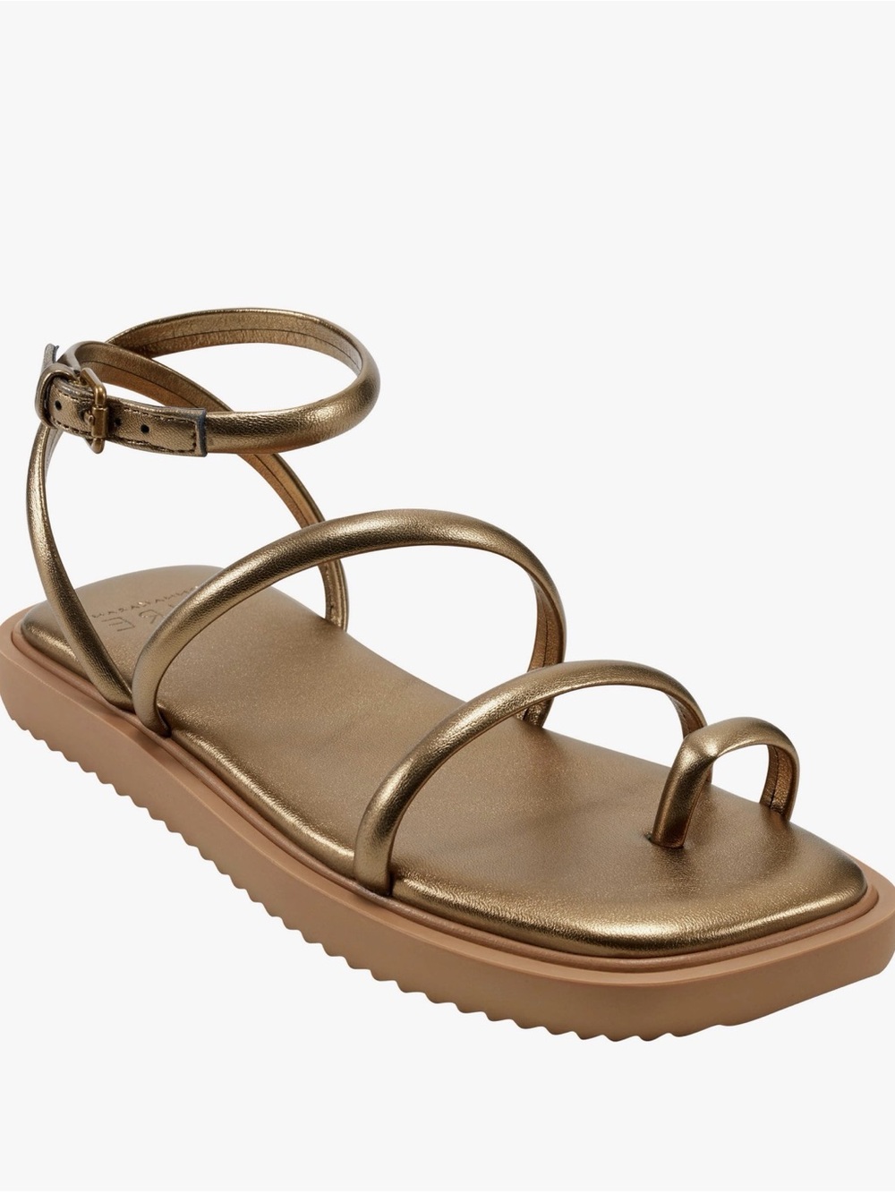 Donna Karan Bronze Metallic Strappy Platform Sandals